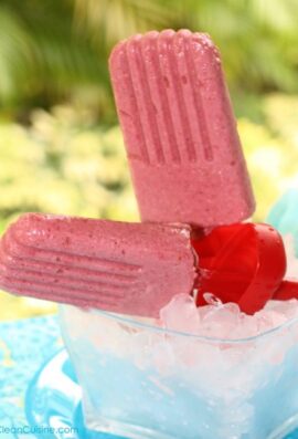 clean eating banana strawberry popsicles